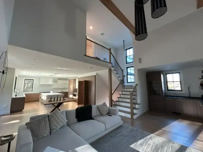 Interior painting in Massachusetts — modern open-plan living room